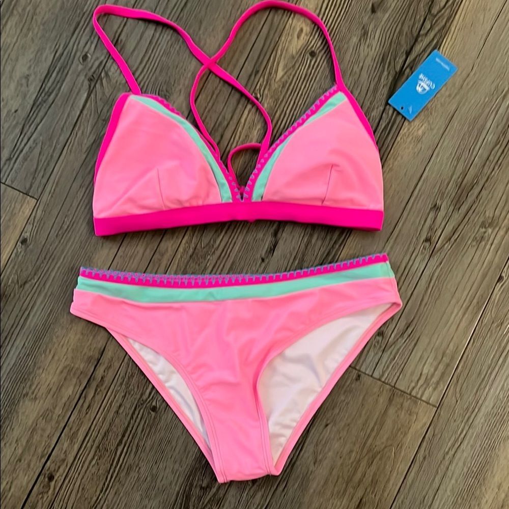 Cupshe Pink and Blue Bikini Set with Adjustable Ties